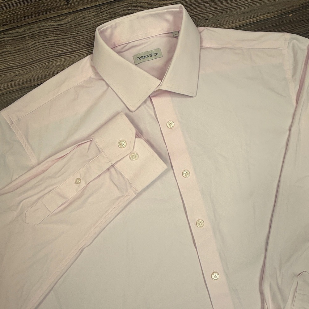 Collars & Co Mens Size Large Apex Performance Dress Shirt Light Pink Stretch